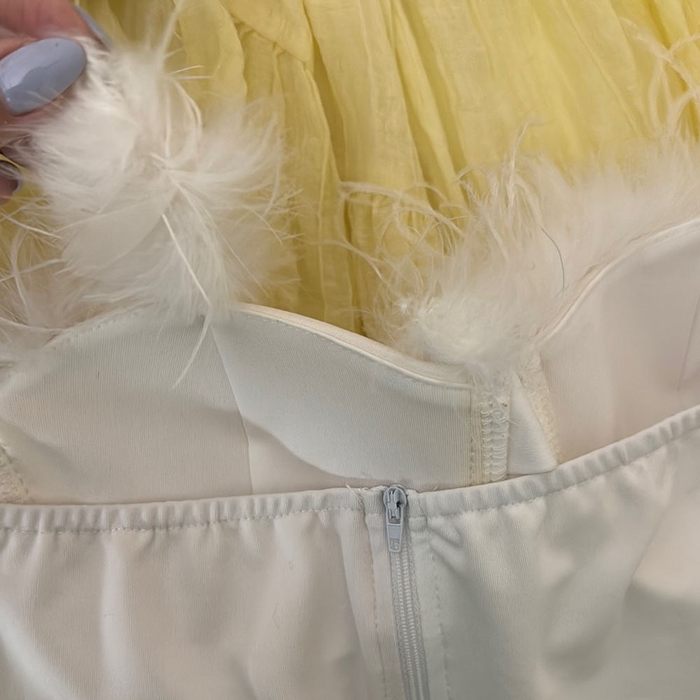 White Feather-Trimmed Bustier Top - Picture 3 of 3